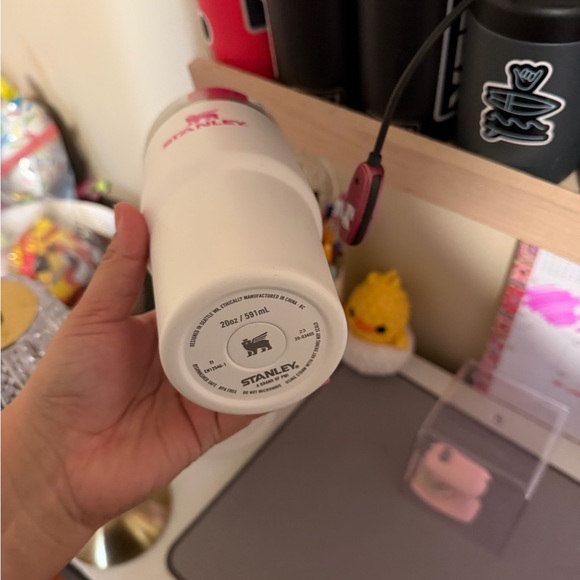 Stanley White Tumbler with Pink Accents - Picture 2 of 3